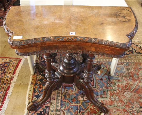 Victorian walnut card table